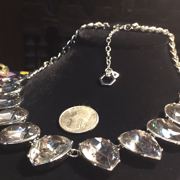 J. Crew Large Crystal Teardrop Smokey Chunky VNTG - Picture 2 of 8